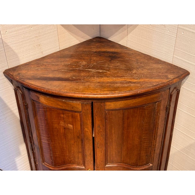 18th Century French Walnut Bowfront Corner Cabinet For Sale - Image 6 of 8