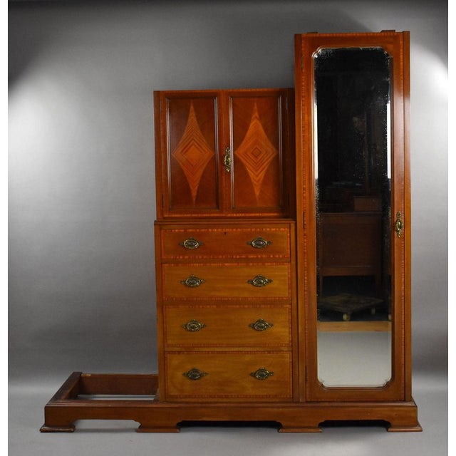 Edwardian Mahogany Triple Wardrobe, 1900 For Sale - Image 3 of 12