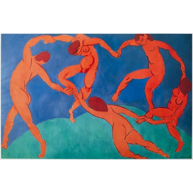 An excellent large First Edition poster of oil on canvas painting "Dance" (1909-1910) by Henri Matisse. Signed in the...