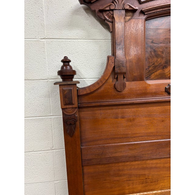 Antique Full Size Victorian Monumental Eastlake Carved High Back Bed For Sale - Image 10 of 16