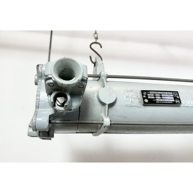 Gray Grey Industrial Hanging Tube Light from Elektrosvit, 1980s For Sale - Image 8 of 18