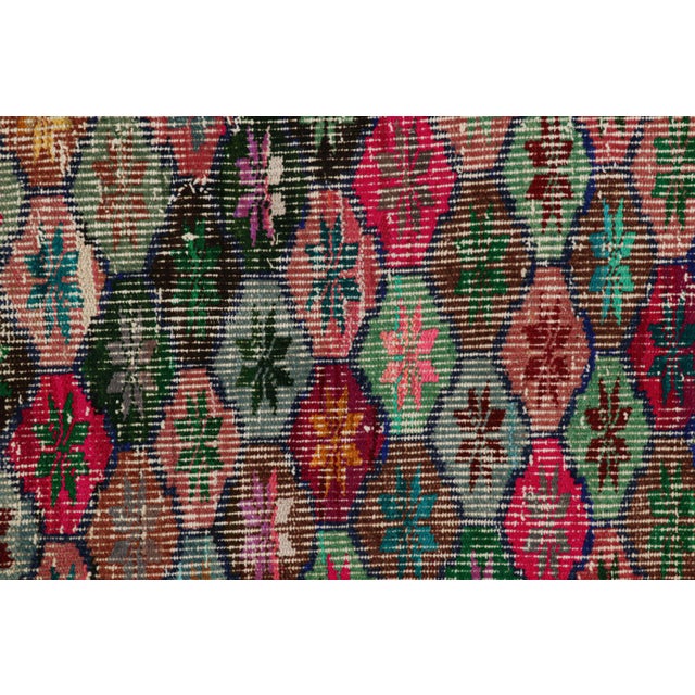 Mid-Century Modern Vintage Zeki Müren Rug in Colorful Floral & Geometric Patterns From Rug & Kilim For Sale - Image 3 of 8