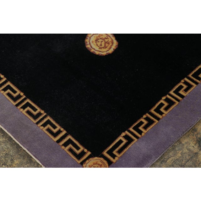 Traditional Rug & Kilim’s Pictorial Medallion Square Rug in Purple, Gold, & Black Tones For Sale - Image 3 of 7