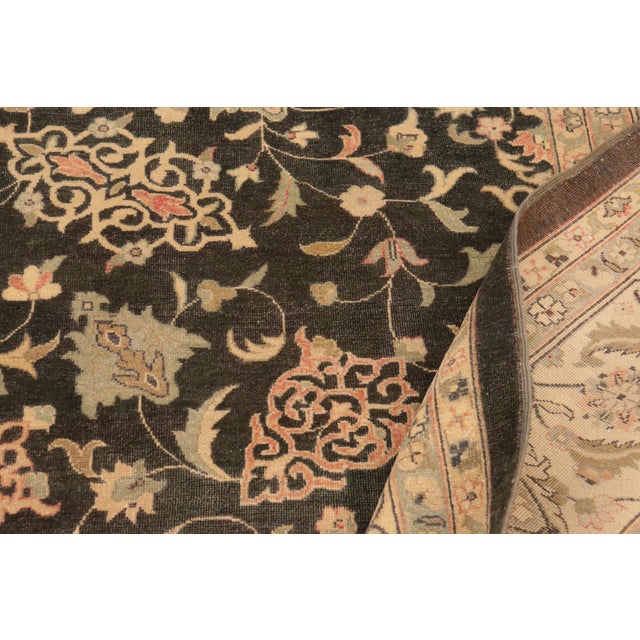 Textile Boho Chic Floral Charcoal/Green Wool Rug - 8'11'' X 11'9'' For Sale - Image 7 of 10
