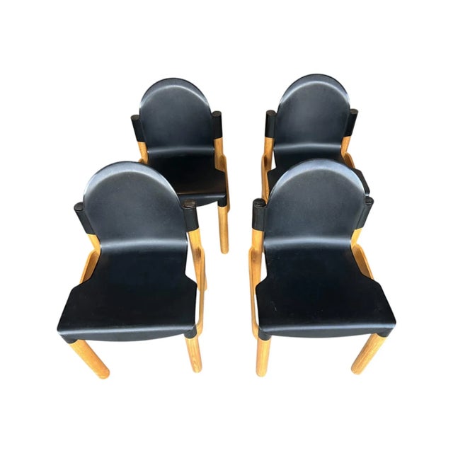 This striking set of four vintage Thonet Flex dining chairs, designed by renowned German designer Gerd Lange, beautifully...