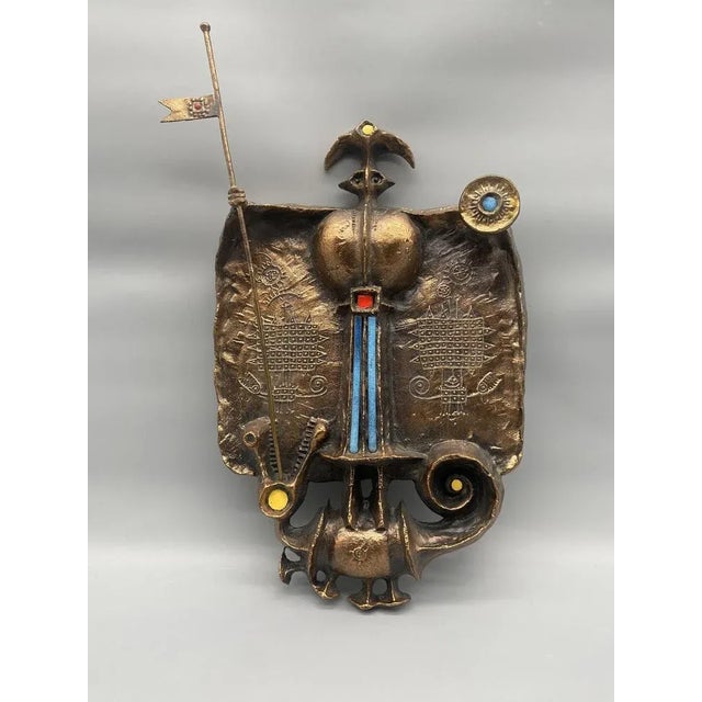 Brutalist Wall Bronze Sculpture of the Dragon Slot of Lajos Muharos, Hungary, 1970s For Sale - Image 11 of 11