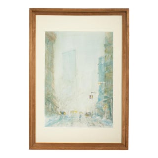 Watercolor Painting of a City by Bill Abell For Sale