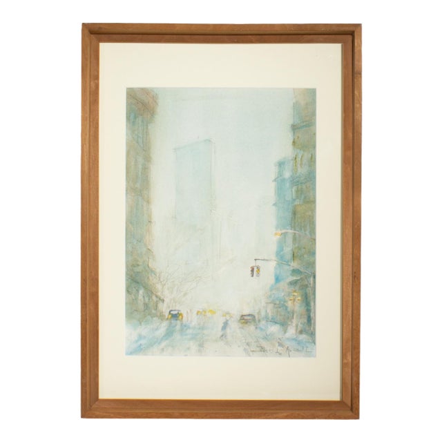 Watercolor Painting of a City by Bill Abell For Sale