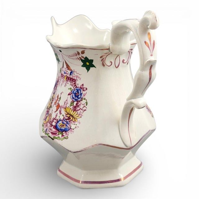 Ceramic Late 18th Century Georgian Staffordshire Jug with Hand-Painted Oriental Motifs For Sale - Image 7 of 14