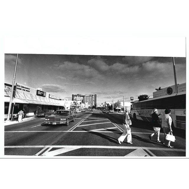 1983 black and white photograph of Arthur Godfrey Road near Prairie Avenue in Miami Beach by renowned African American...