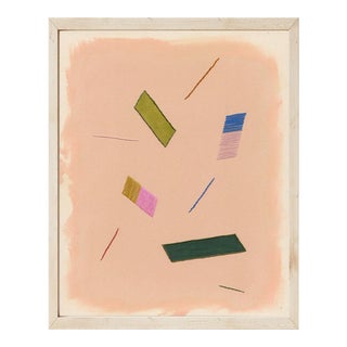 Blush Pink Playful Abstract 'Confetti' Art Print, Geometric Shapes, 20 X 16 Print in Wood Frame For Sale