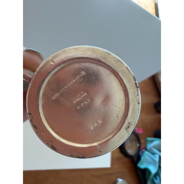 1930s Vintage Cheltenham & Co Silver Plate Mustard Pots Cobalt Blue Glass - Set of 2 For Sale - Image 5 of 7