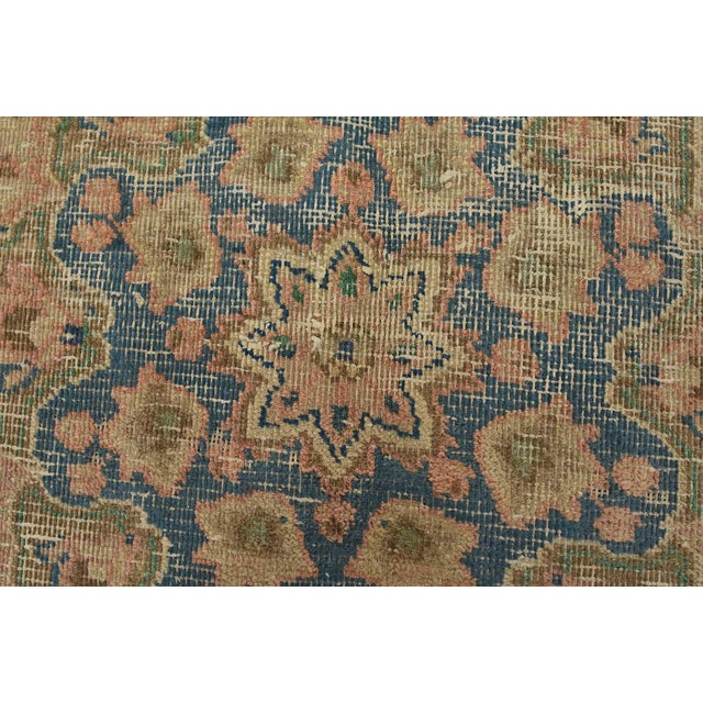 Tabriz Rug 6’6” X 9’9” Pink Wool Vintage Distressed Hand-Knotted Carpet For Sale - Image 9 of 15