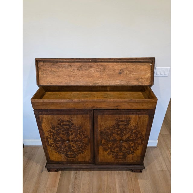 Early 18th C. Italian Baroque Inlaid Wood Sacristy Cabinet Rustic Antique Credenza For Sale - Image 16 of 18