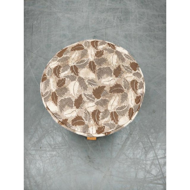 Wood Czechoslovak Art Deco Round Upholstered Ottoman, 1930s For Sale - Image 7 of 10