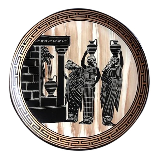 Vintage Mid-Century Greek Handpainted Decorative Plate For Sale