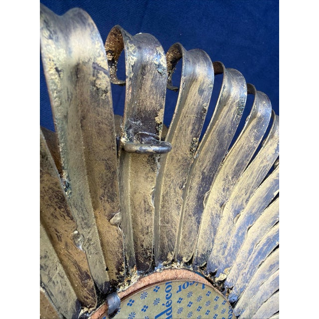 1960’s Italian Gilt Metal Mirror | Mid-Century Modern Tole Sunburst For Sale - Image 9 of 9