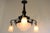 Antique French Art Deco Geometric Wrought Iron and Frosted Glass Chandelier, 1930 For Sale - Image 6 of 15