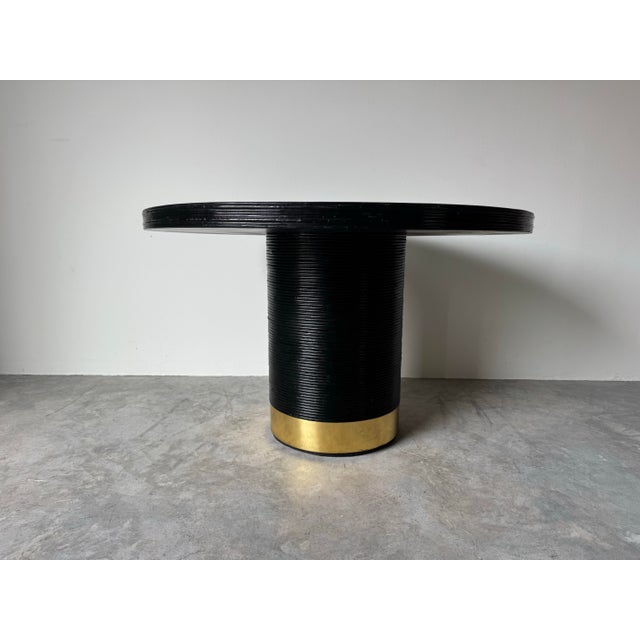 Striking 1970s round dining table inspired by the iconic designs of Gabriella Crespi. This sculptural piece features a...
