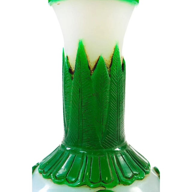 Chinese Antique 9" Green & White Pecking Vase For Sale - Image 5 of 7