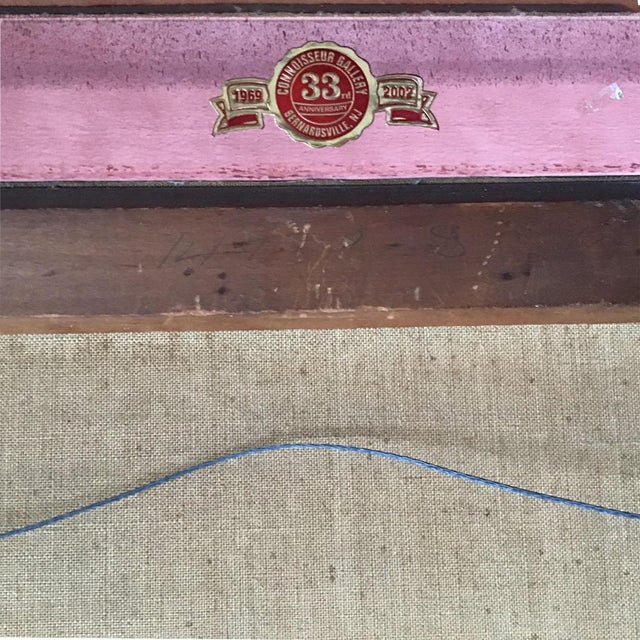 Vintage English Framed Oil Painting of Daffodils in a Brown Jar For Sale - Image 9 of 9