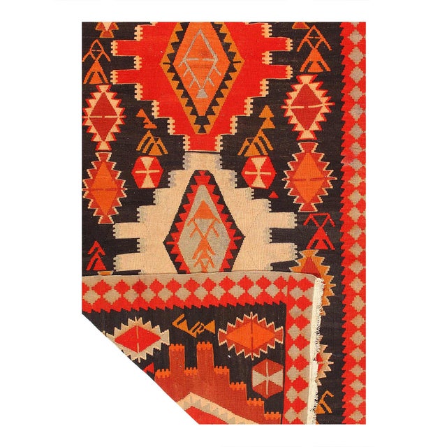 Traditional Pasargad DC Rust Vintage Reversible Kilim Flat Weave Rug For Sale - Image 3 of 3