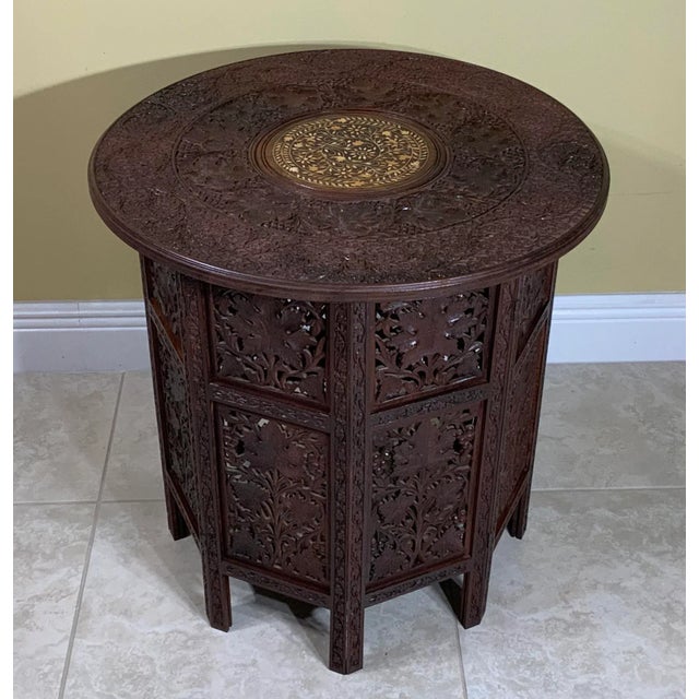 1960s Moorish Carved and Inlaid Teak Six Side Coffee Table For Sale - Image 12 of 12