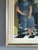 Mid-Century Modern 'Presence in Blue' Swedish Original Figurative Interior Oil Painting, Framed For Sale - Image 6 of 13