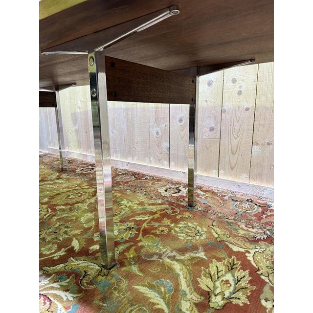 Italian Dining Table in Wood and Chrome For Sale - Image 5 of 9