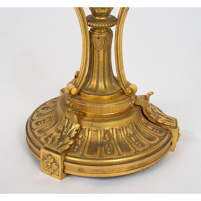 Antique 19th Century Napoleon III Candlesticks in Gilded Bronze and Sèvres Porcelain, France, Set of 2 For Sale - Image 3 of 5