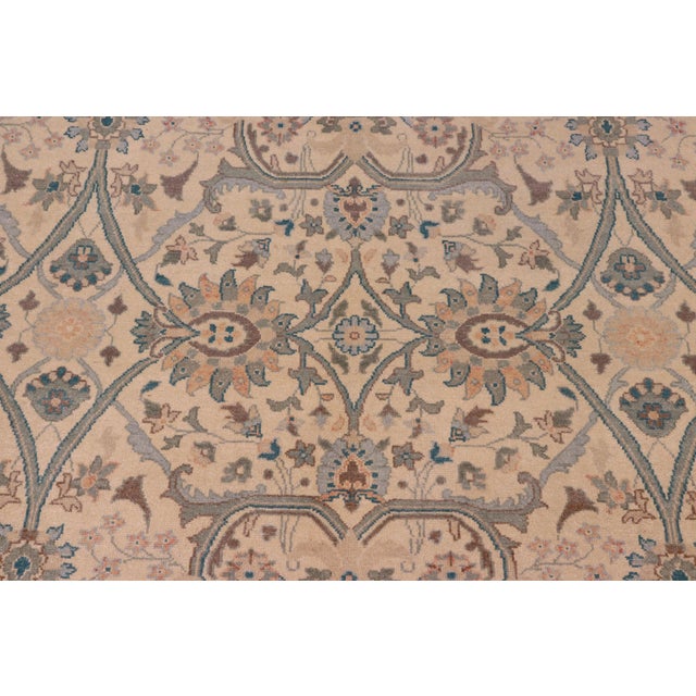 1990s Shabby Chic Floral Beige/Green Wool Rug - 8'1'' X 9'11'' For Sale - Image 5 of 10