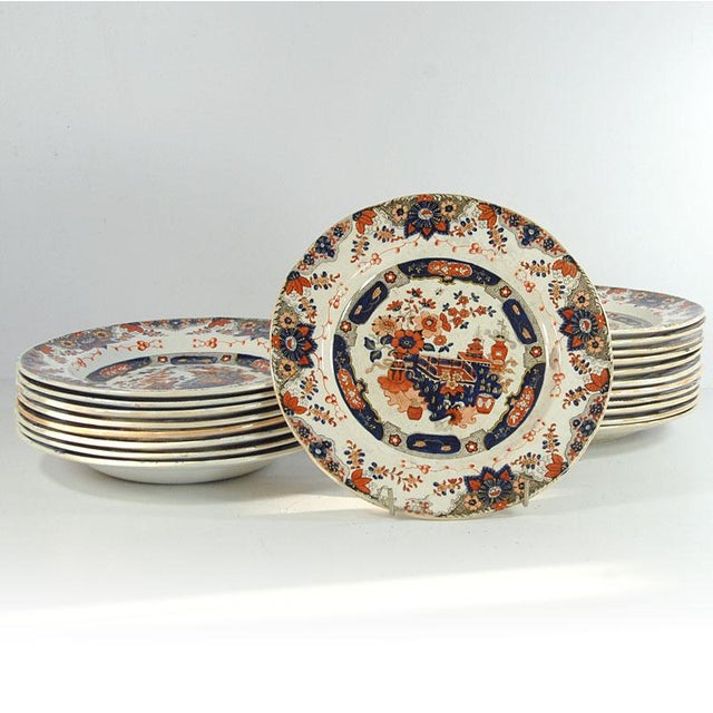 Brown Victorian Ashworth Ironstone Plates, Set of 20 For Sale - Image 8 of 14