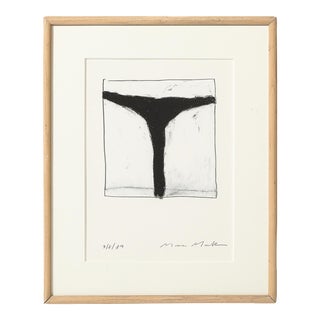 Mid-Century Modernist Abstract Lithograph in White and Black Signed Mona Mark For Sale
