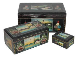 1940s Handmade Mexican Boxes Set of Three