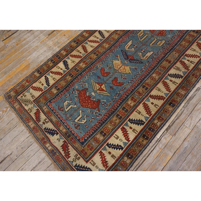 Mid-Century Modern Mid 19th Century Caucasian Shirvan Carpet ( 3' x 9' - 91 x 274 ) For Sale - Image 3 of 12