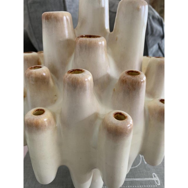 Coral-Shaped Italian Sculptural Beige Ceramic Vase attributed to Bertoncello, 1960s For Sale - Image 9 of 18