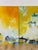Set of 3 Modern Abstract Paintings Yellow Green Blue Wall Art Acrylic on Canvas For Sale - Image 12 of 16