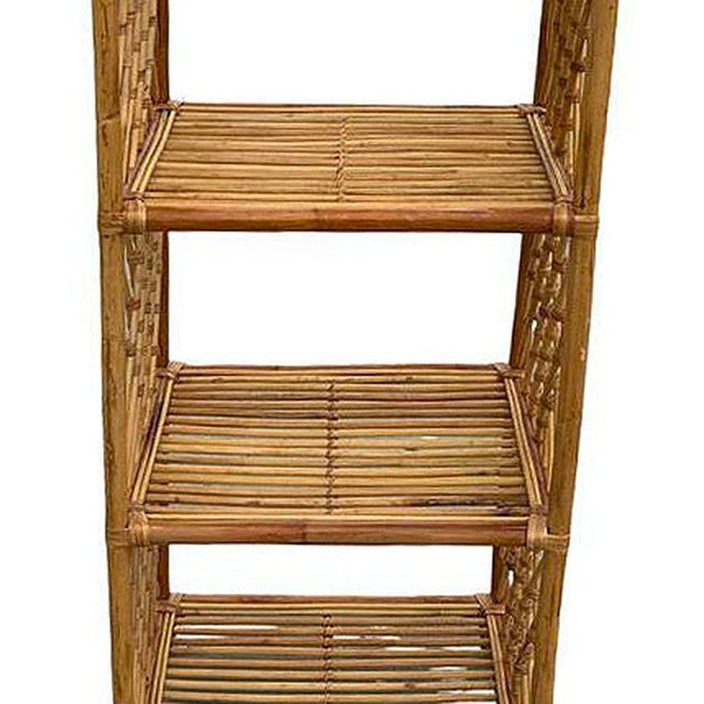Wood Albini-Inspired Italian Boho Arched Rattan Etagere Shelf W/ Wicker Wrappings For Sale - Image 7 of 7