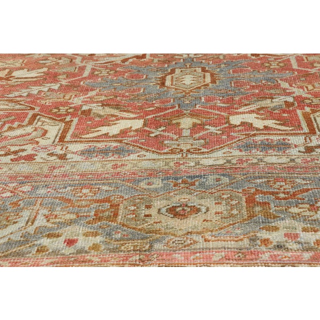 Early 20th Century Antique Persian Heriz Rug, 11'07 X 11'01 For Sale - Image 5 of 10