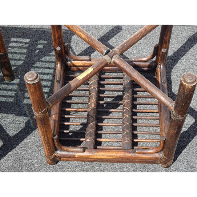 Pair of Vintage McGuire Brown Bamboo Rattan End Tables ~ Side Table For Sale - Image 16 of 17
