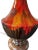 Mid century lamp with walnut wood stem metal vase. Glazed