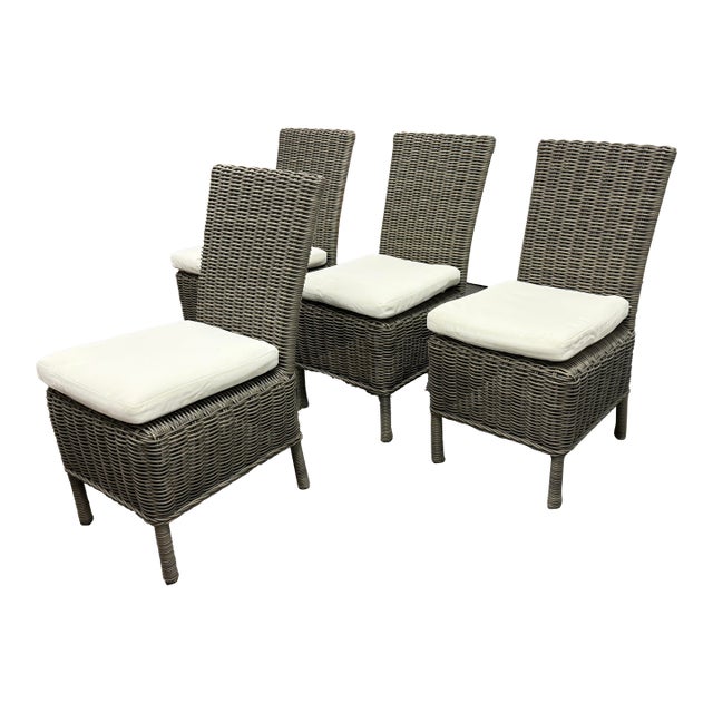 Pottery Barn Huntington Outdoor Dining Chairs + Cushion Covers, Set of Four For Sale