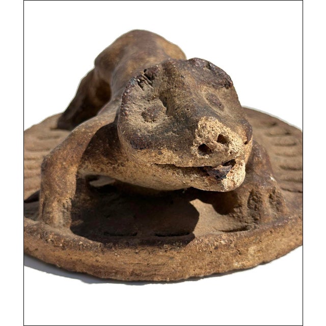 Vintage Sewer Tile Naive Folk Art Pottery Pig Beast Sculpture For Sale - Image 4 of 8