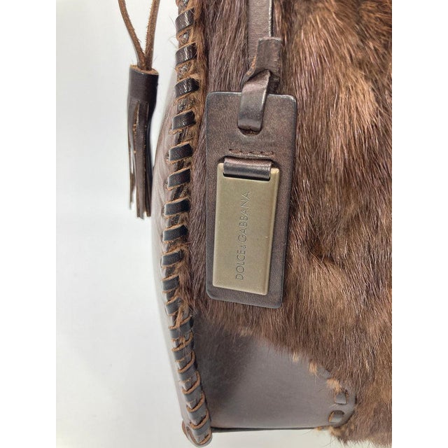 Mid 20th Century Dolce and Gabbana Brown Mink Fur Shoulder Bag For Sale - Image 9 of 11