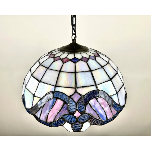 Glass German Crafted Stained Glass Lamp, 1970 For Sale - Image 7 of 9