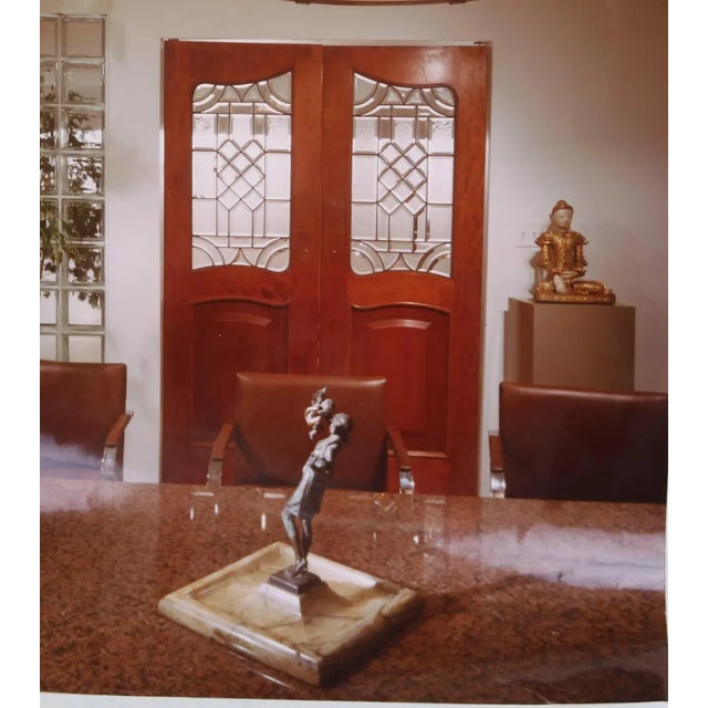 Pair of beautiful Neoclassic 19th century architectural doors, rich mahogany paneled solid doors with beveled high quality...