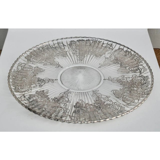 Vintage Large Round Art Nouvea Style Platter W/SIlver Overlay For Sale - Image 4 of 13