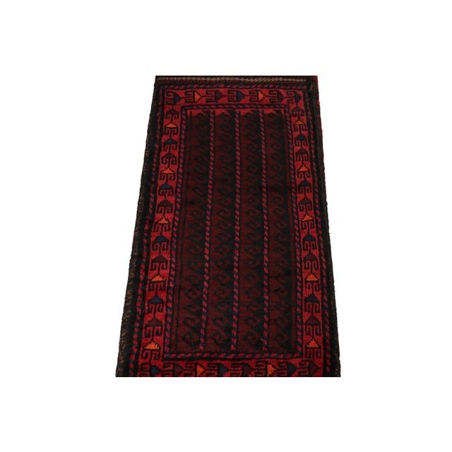 Tribal Rug & Kilim’s Baluch Scatter Rug in Burgundy and Indigo Geometric Patterns For Sale - Image 3 of 8