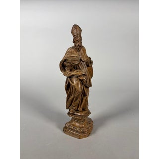 Sculpture, Saint Bishop, 17th century - 26 cm - Wood For Sale