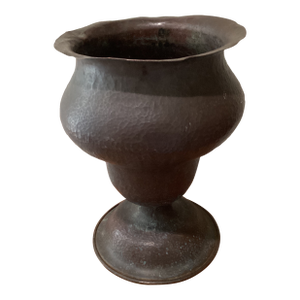 Antique Victorian Style Hand-Hammered Copper Garden Urn with Original Patina